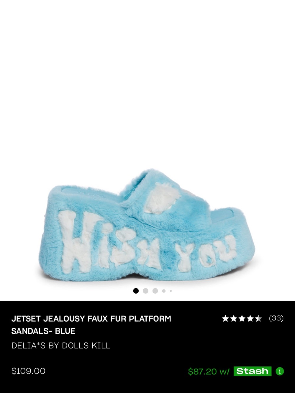DELIA'S by Dolls Kill Jetset Jealousy Faux Fur Platform Sandal - Blue